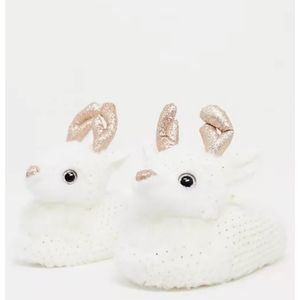 Fluffy Gold Antler Stag Slippers